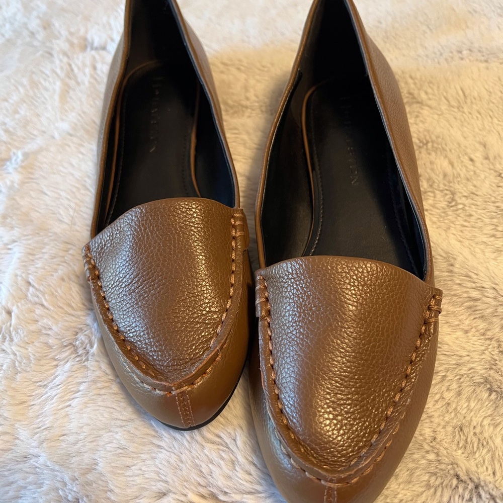 H by Halston Kellie Leather Slip-on Comfort Hidden Wedge Flats Sz 7.5 NWOT